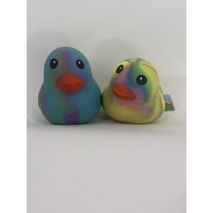 Squeezy Tie Dye Rubber Duck Squishy Toy Colorful Stress Relief Sensory Kids Gift